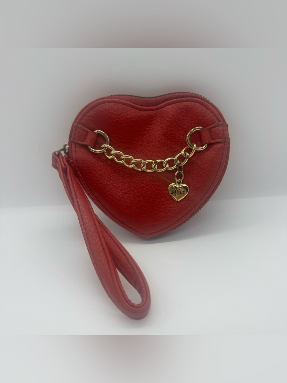 Juicy Couture Red Heart Wristlet with Gold Chain Charm